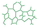 Four figures showing molecular bonds forming as epoxy cures.