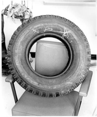 Photo of ruptured tire.