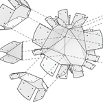 Photograph of a cut and scored metal sheet.
