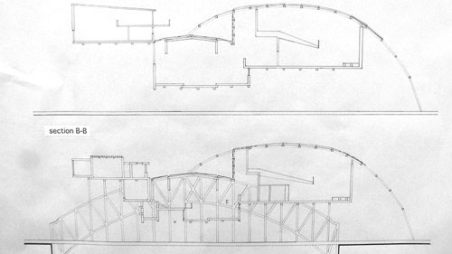 Hand drawn sections of the project.