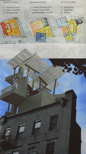 Plans and digital renderings of the individual space project.