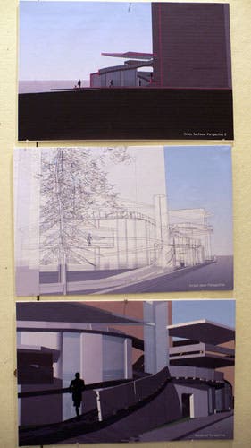Digital renderings and wireframe models of the final project.