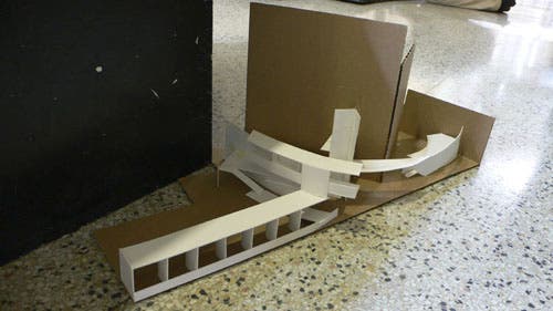 A first study model, showing the genesis of the curved shape.