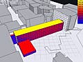 Computer rendering of light levels on a building.