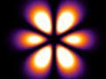Purple, orange, white, and black illustrations in various shapes.
