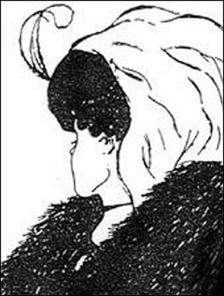 Drawing of a young lady or an old woman depending on your point-of-view.