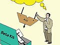 Cartoon of a student taking a part out of the Beta Kit and wondering where it goes.