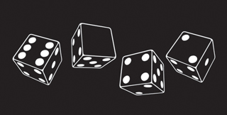 Four dice representing the course number 6.042.
