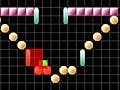 Gizmoball game in progress, with colored elements on a black background.