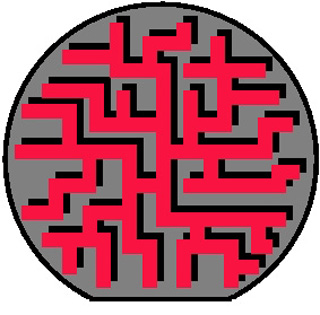 A big grey circle with red squiggly lines.