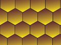 Image of a honeycomb, with four rows of hexagons.