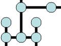 An H shaped diagram of light blue circles connected by black lines.