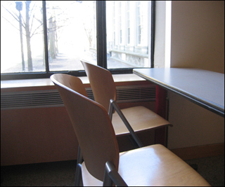 Photograph of classroom chairs.