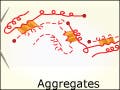 Protein folding factors, illustrated as a series of lines and rectangles folded into different combinations of spirals and shapes.