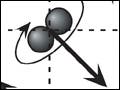 Spheres on a lattice with directional arrows.