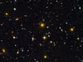 An image of several hundred distant galaxies.