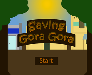The title screen of the game Saving Gora Gora.
