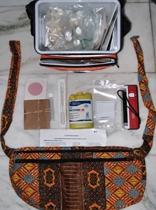 Photo of a bag with medical supplies. 