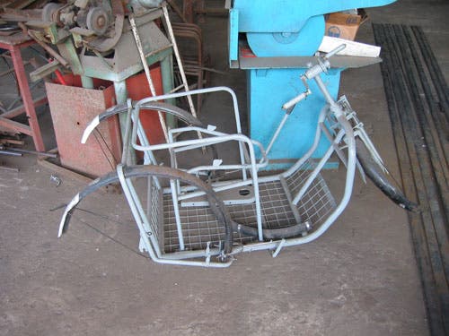 Photo of a trike partially assembled.