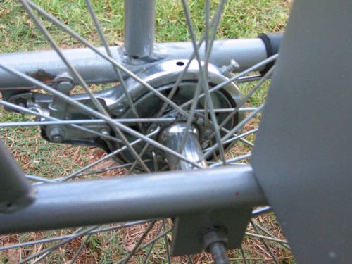 Photo of rear hub that contains brake, from trike #1.