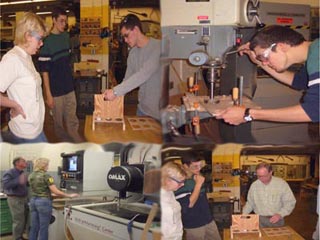 A photomontage of students using different fabrication tools.