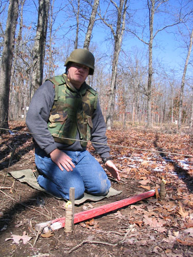 Manual demining demonstration. 