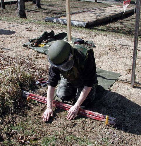 Student performing manual prong search. 