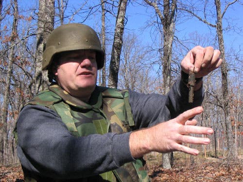 Handling a weathered mine. 
