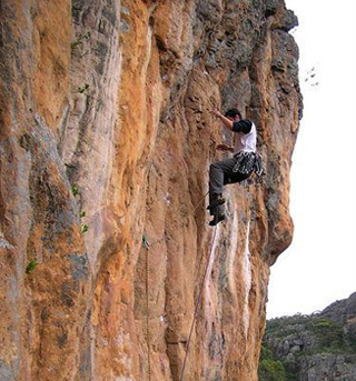 Climber on Mt. Arapiles in Australia.