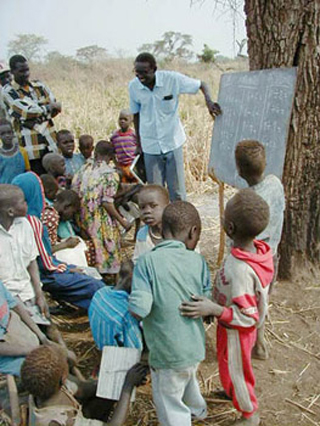 An outdoor classroom in Sudan.