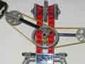 A simple rotating robot has four wheels mounted on pivoting arms.