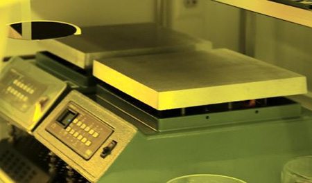 Wafer is carefully transferred to a hot plate.