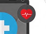 An illustration of a mobile phone, surrounded by several small icons of an ambulance, medical cross symbol, medicine, and first aid kit, representing health care apps.