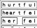 Diagram comparing the word boundary relationships among the similar utterances 'hurtful tanks,' 'heartfelt thanks,' 'her felt hankies,' and 'he artfully banks.'