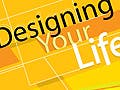 A design including the words 'Designing Your Life' using the colors black, white, yellow, yellow-orange, yellow ochre, and red-orange.