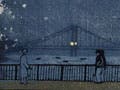 A scene of a bridge at night