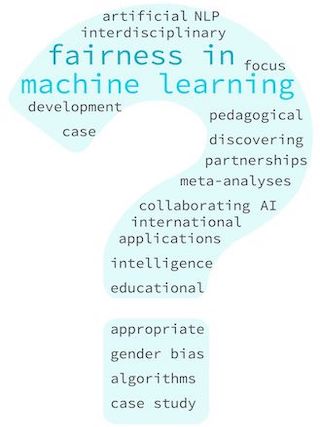 Words related to machine learning in the shape of a question mark.