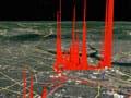 Map image with red line showing the path of van, and some very high vertical spikes.