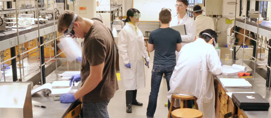 students working in a chemistry lab