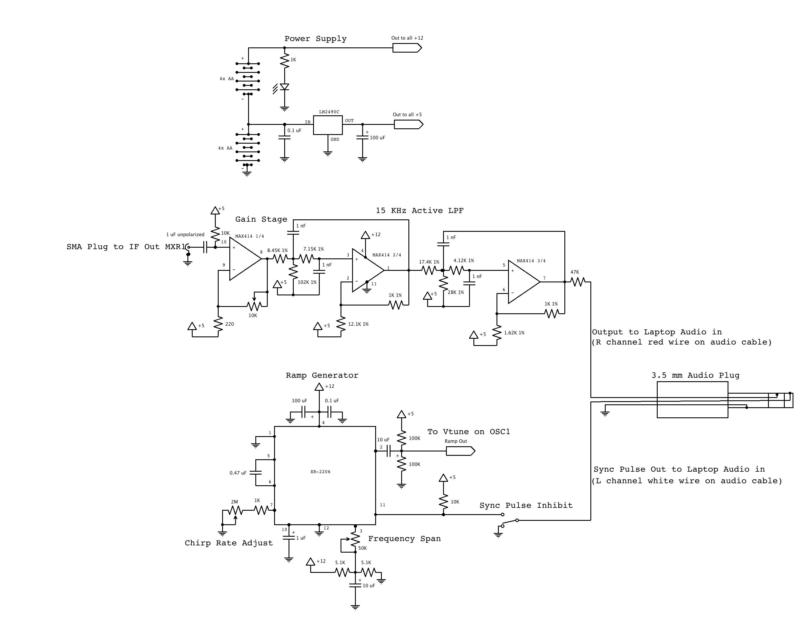 Detailed circuit schematic drawing of the radar system.