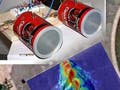 A radar signal image superimposed on an overhead photo of a large steel scultpure, plus a photo of a student-built radar system.