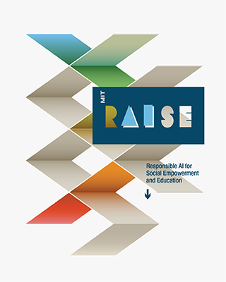 Art design with written text of "MIT RAISE: Responsible AI for Social Empowerment and Education