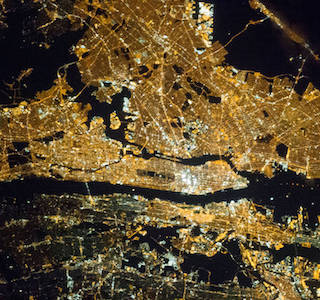 Image of New York City at night from the International Space Station.