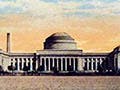 An illustration of the main building of MIT as seen from the Charles River.