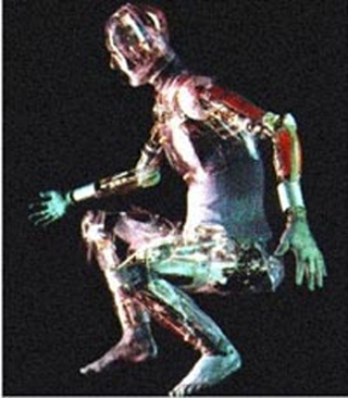 A photograph of a humanoid robot.